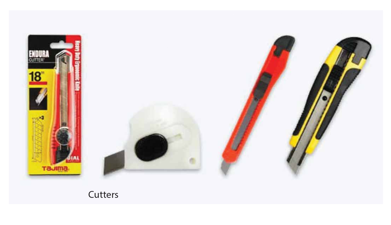 Assorted snap-off blade cutters and rotary blade